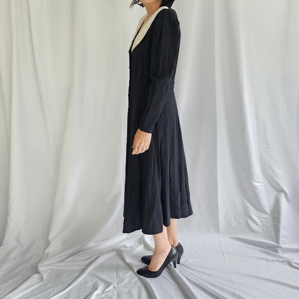 90s Black and White Button Down Dress - Picture 2 of 4